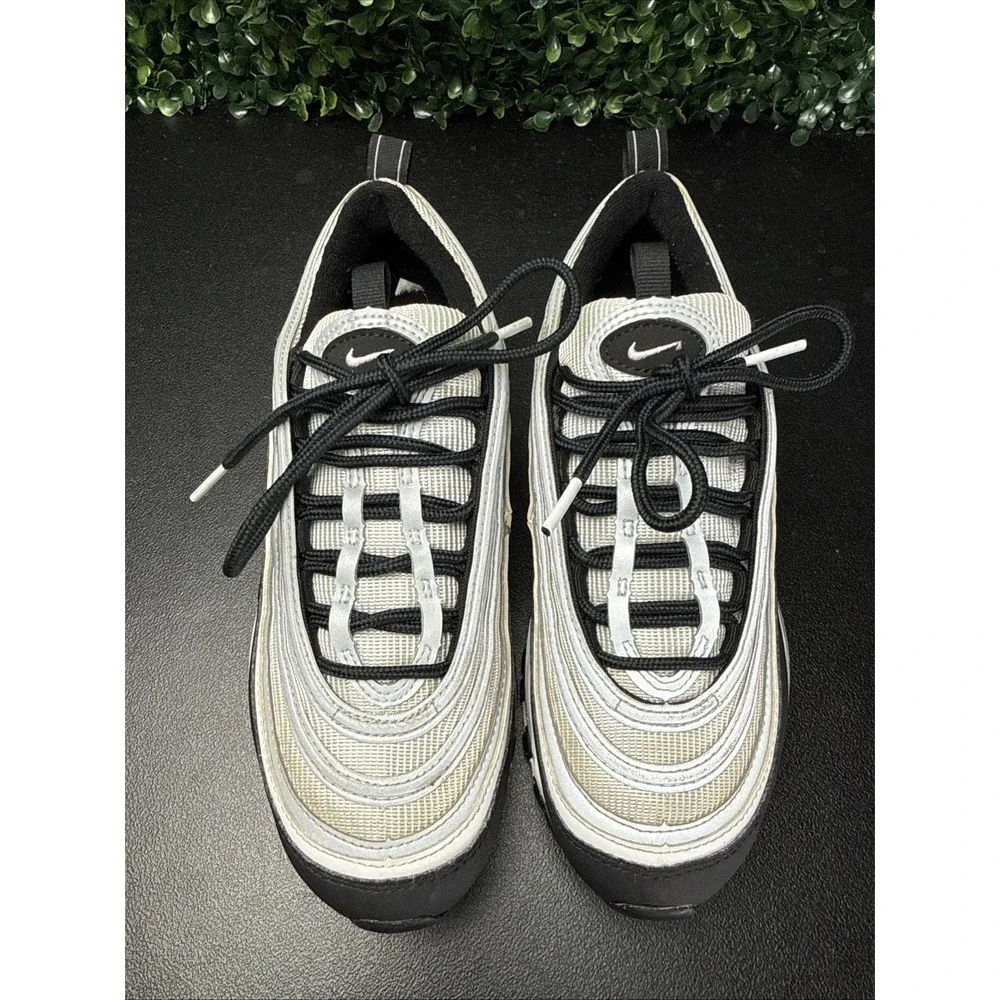 Nike Air Max 97 Sneakers Kids Size 5.5 Y Black Metallic Silver Shoes Youth